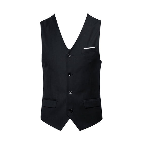 YODETEY Men'S Autumn Winter formal Bussiness Tuxedo Suit Waistcoat Vest Jacket Top Coat Black M