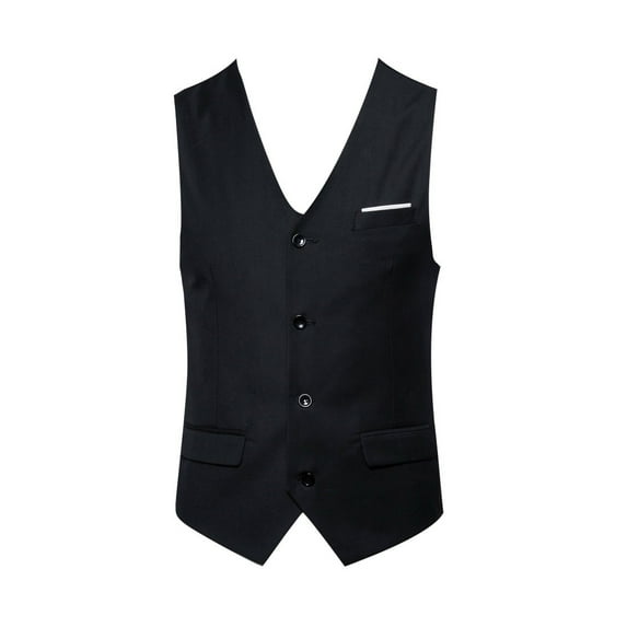 YODETEY Men'S Autumn Winter formal Bussiness Tuxedo Suit Waistcoat Vest Jacket Top Coat Black XXXXL