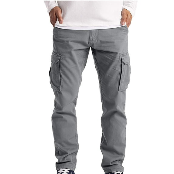 UTTOASFAY Fashion Cargo Men's Casual Solid Loose Sport Pockets Long Pants Trousers