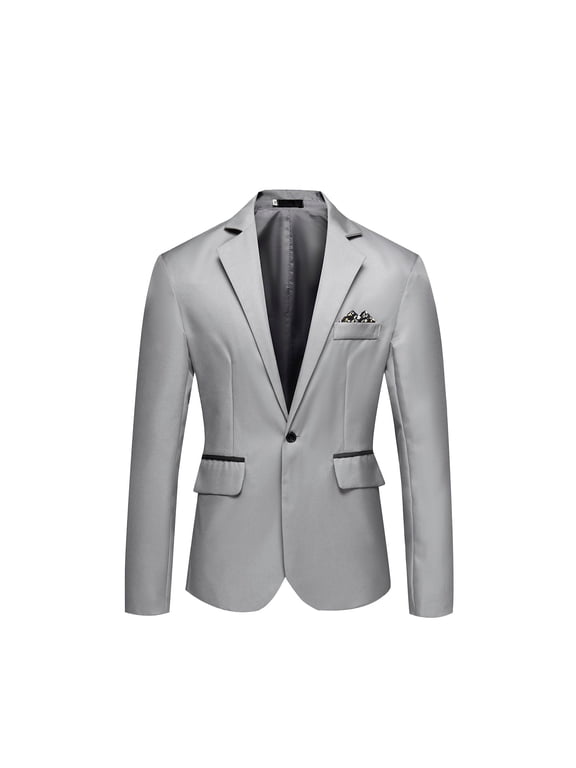 Men'S England Solid Color High Quality Casual Single Breasted Suit Gray M