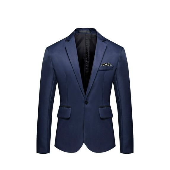YODETEY Men'S England Solid Color High Quality Casual Single Breasted Suit Navy XXL