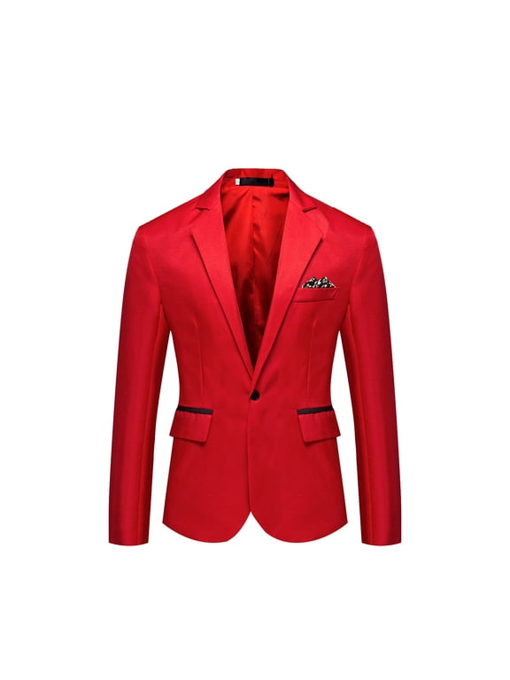 Men'S England Solid Color High Quality Casual Single Breasted Suit Red M