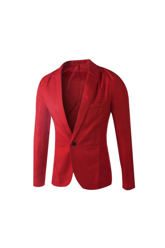 Men'S Single Button Solid Color Casual Business Suit Top Red 10(XL)