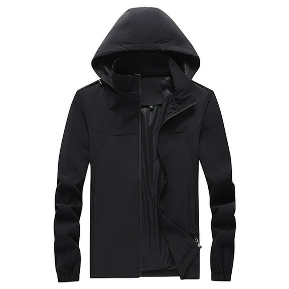 YODETEY Men'S Spring and Autumn Loose Large Size Jacket Thin Casual Jacket Black XXXXL