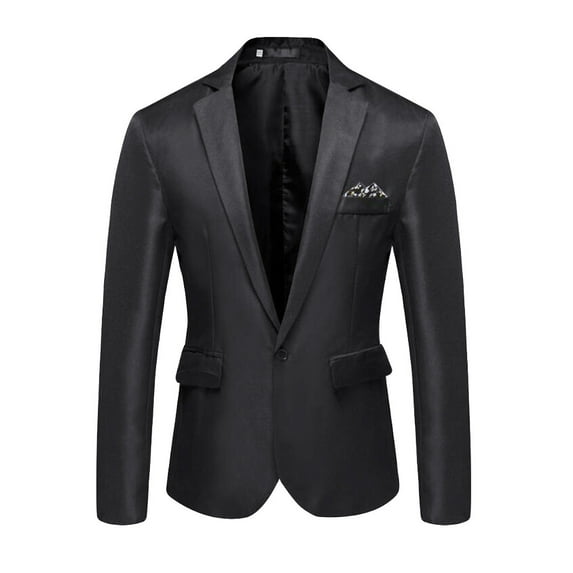 YODETEY Men'S Stylish Casual Solid Blazer Business Wedding Party Outwear Coat Suit Tops Black L