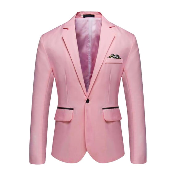 YODETEY Men'S Stylish Casual Solid Blazer Business Wedding Party Outwear Coat Suit Tops Pink XXL