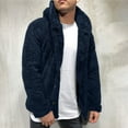 thumbnail image 1 of YODETEY Men Winter Long Sleeve Pockets Fleece Warm Hooded Loose Plus Size Coat Navy 14(XXXL), 1 of 7