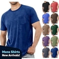 thumbnail image 1 of YODETEY Men’s & Big Men’s Crewneck Pocket Tee with Short Sleeves,Big and Tall Red,Size L, 1 of 6