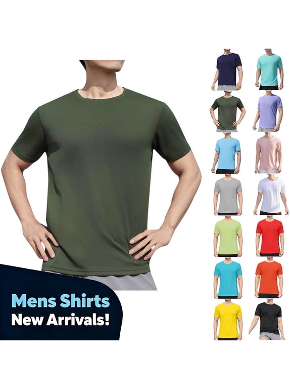 Men’s & Big Men’s Crewneck T-Shirt,Men’s Solid Color Moisture-Wicking Performance Tees,Big and Tall Navy,Size XXL