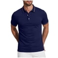 thumbnail image 1 of YODETEY Men's & Big Men's Everyday Pique Polos, Moisture Casual Collared Shirt,Navy,Size S-3XL, 1 of 8