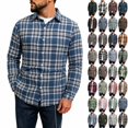 thumbnail image 1 of YODETEY Men's Classic Plaid Long Sleeve Button Down Flannel Shirt,Regular Fit Plaid Dress Shirts,Size S-2XL, 1 of 7