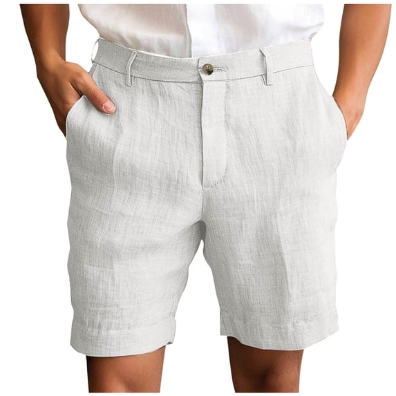 YODETEY Men’s Classic Pleated Casual Shorts,Mens Summer Dress Shorts,Big and Tall White,Size S-3XL
