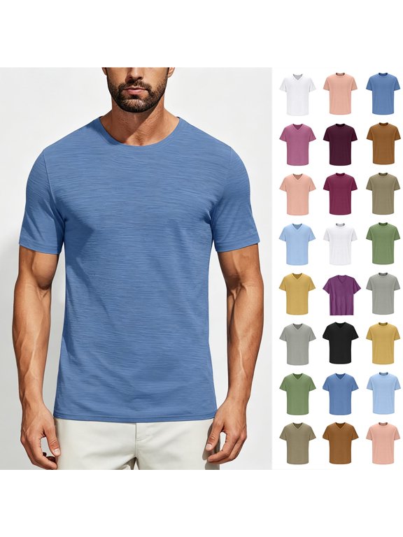 YODETEY Men's Crew Neck Short Sleeve Basic T-Shirt, Soft Everyday Men’s Crew Tee,Big and Tall ,Size S-2XL