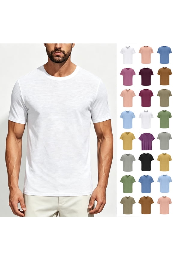 YODETEY Men's Crew Neck Short Sleeve Basic T-Shirt, Soft Everyday Men’s Crew Tee,Big and Tall ,Size S-2XL