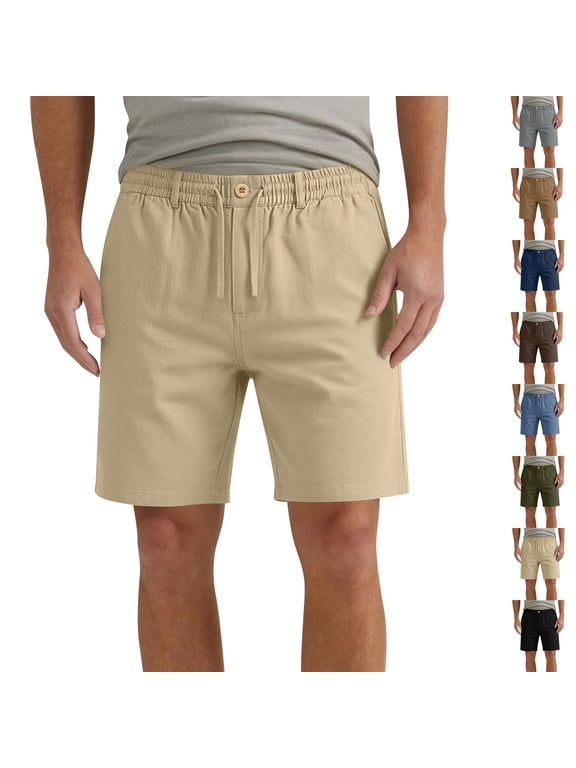 Men’s Elastic Waist Drawstring Casual Shorts,Men's & Big Men's Beige,Size S-2XL