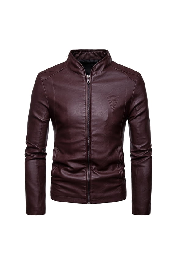 HWRETIE Men's Fashion Leather Plus Fleece Motorcycle Warm Jacket Stylish Winter Outdoor Wear