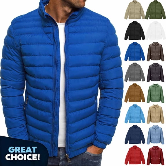YODETEY Men’s Lightweight Puffer Jacket with Pockets, Men Zip Up Padded Outerwear Jacket Shacket, Big & Tall, Size S-3XL