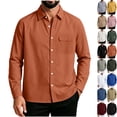 thumbnail image 1 of YODETEY Men's Solid Button Down Long Sleeve Casual Twill Shirt with Chest Pocket,Lightweight Fit Dress Shirts,Size S-2XL, 1 of 6