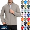 thumbnail image 1 of YODETEY Men’s Stand Collar Lightweight Zip Jacket, Long Sleeve Windproof Softshell Jacket , Size XXS-XL, 1 of 10
