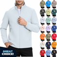 thumbnail image 1 of YODETEY Men’s Stand Collar Lightweight Zip Jacket, Long Sleeve Windproof Softshell Jacket , Size XXS-XL, 1 of 10