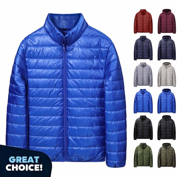 YODETEY Men’s Stand Collar Packable Lightweight Puffer Jacket, Full Zip Up Padded Outerwear Jacket, Size XS-XL