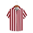 thumbnail image 1 of Mens Shirts Plus Size Short Sleeve Stripe Turndown Collar Button Shirt Tops Red 3XL, 1 of 5