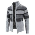 thumbnail image 1 of YODETEY Mens Zip Up Knitted Cardigan Thick Sweater Stand Collar Fleece Lined Warm Silver 12(XXL), 1 of 7