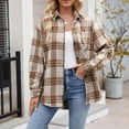 thumbnail image 1 of YODETEY Women's Flannel Shirt With Long Sleeve, Plus Size Womens Plaid Flannel Button Down Shirts, Coffee Women's Plus S, 1 of 5
