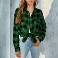thumbnail image 1 of YODETEY No Boundaries Women's Flannel Shirt With Long Sleeve, Plus Size Womens Plaid Flannel Button Down Shirts, Green B Women's Plus L, 1 of 8