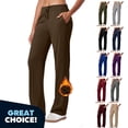 thumbnail image 1 of YODETEY Women's High Waist Drawstring Pants, Womens Fleece Lined Straight Leg Lounge Pants ,Women's Plus Army Green,Size XL, 1 of 8
