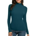 thumbnail image 1 of YODETEY Women's Turtleneck Tee with Long Sleeve, Womens Slim Undershirts Knit Basic Tops Shirts, Women's Plus Navy,Size M, 1 of 1