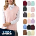 thumbnail image 1 of YODETEY Women’s V-Neck Knit Sweater Vest, Basic Sleeveless Knit Sweaters Pullover Tank Tops , Women's Plus Black,Size L, 1 of 4