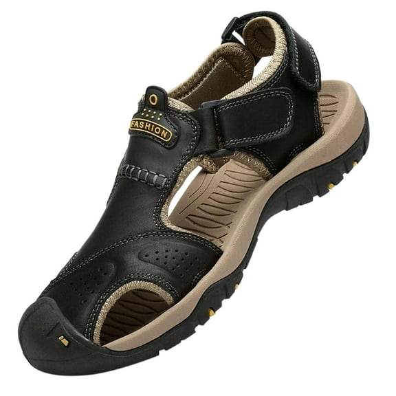 YODETEY Non Slip Shoes,Outdoor Men'S Leather Non-Slip Anti-Kick and Anti-Collision Beach Sandals