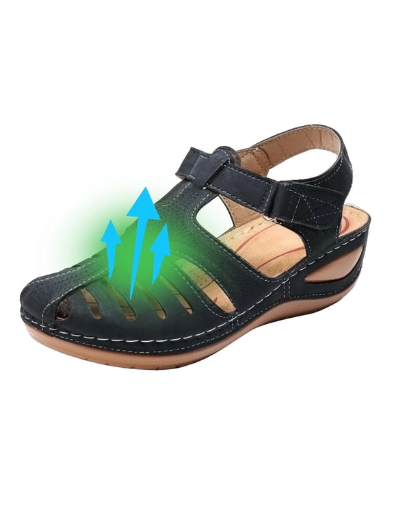 Non Slip Shoes,Soft Leather Closed toe Vintage Anti-Slip Sandals for Women High-Quality