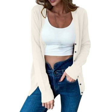 YODETEY Plus Size Sweater for Women Button Down Thickened Sweaters V Neck Open Front Loose Oversized Cardigans Knit Outwear for Women-Beige L