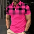 thumbnail image 1 of Tops for Men Short Sleeved Plaid Lapel Printed Casual Shirt Hot Pink 2XL, 1 of 5