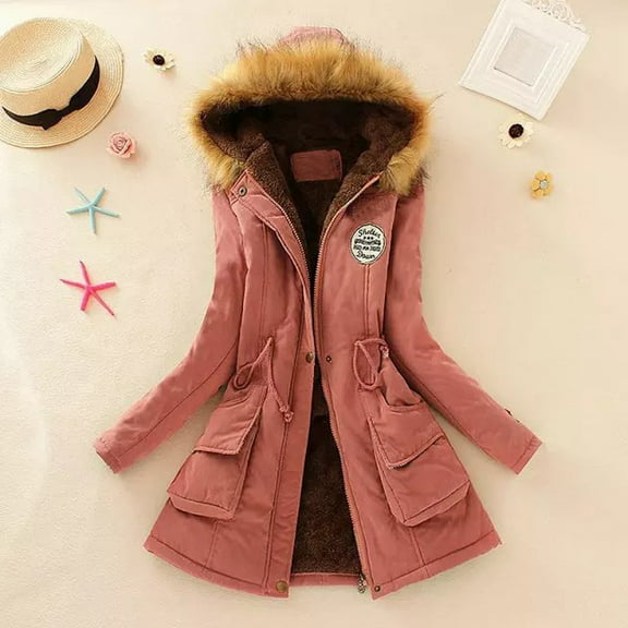YODETEY Winter Womens Warm Coat Hooded Jacket Slim Winter Outwear Coats Multicolor XXXL