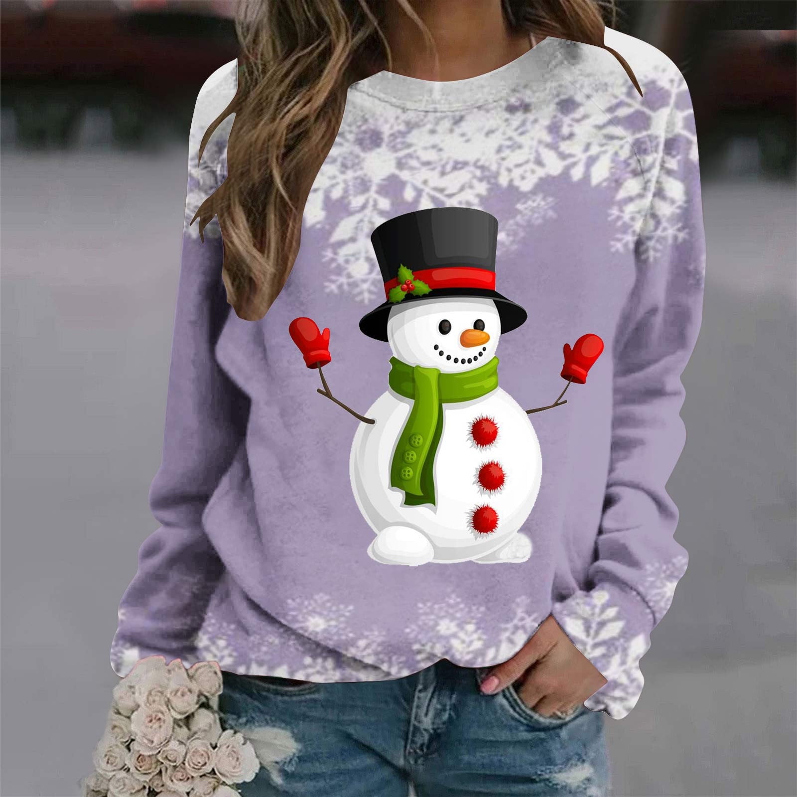 Snowman sweatshirt plus size Clearance