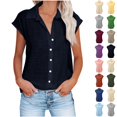 thumbnail image 1 of YODETEY Women's Cap Sleeve Linen Blend Button Down Collared Blouse, Women's, Size S-3XL, 1 of 7