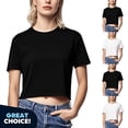 thumbnail image 1 of YODETEY Women’s Cotton Crew Neck Crop T-Shirt,Womens Summer Basic Everyday Crop Tops , Women's Plus Black,Size XL, 1 of 10