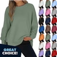 thumbnail image 1 of YODETEY Women's Crewneck Sweatshirt with Long Sleeve,Casual Side Zipper Sweatshirts, Women's Plus Purple,Size XXL, 1 of 9