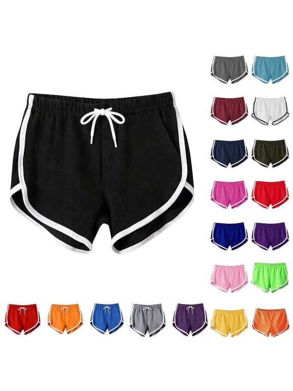 Women’s Dolphin Athletic Shorts,Retro Summer Casual Running Shorts, Women's and Women's Plus Black,Size S-3XL