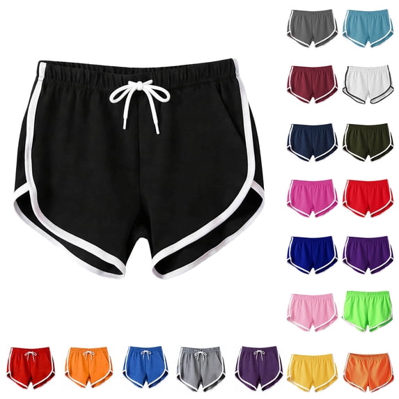 YODETEY Women’s Dolphin Athletic Shorts,Retro Summer Casual Running Shorts, Women's and Women's Plus Red,Size S-3XL