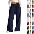 thumbnail image 1 of YODETEY Women's Drawstring High Waisted Wide Leg Sweatpants with Pockets,Women’s Navy,Size S-2XL, 1 of 9