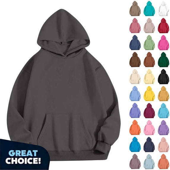 YODETEY Women’s Fleece Pullover Hoodie, Oversized Basic Long Sleeve Hoodie Top, Women's Size S-2XL
