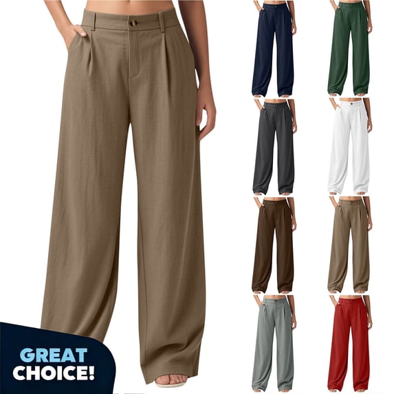 YODETEY Women’s High Waisted Pleated Pants with Pockets, Womens High Waisted Casual Pants,,Women's Plus Green,Size XXL