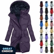 YODETEY Women’s Hooded Heavyweight Puffer Coat, Long Winter Warm Parka Coat with Pockets, Women’s Plus , Size S-5XL