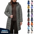 thumbnail image 1 of YODETEY Women’s Hooded Mid‑Length Puffer Coat with Pockets, Heavyweight Ladies Warm Winter Parka Coats, Women’s Plus , Size S-5XL, 1 of 9