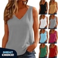 thumbnail image 1 of YODETEY Women’s Linen V-Neck Tank Top ,Women Shirts Loose Fit Sleeveless Summer Tops , Women's Plus Black,Size S, 1 of 8
