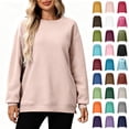 thumbnail image 1 of YODETEY Women's Oversized Crew Neck Casual Top, Drop Shoulder Pullover Sweatshirt, Women's Plus, Size S-2XL, 1 of 9